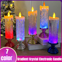 Fantasy LED Candle Lights 7-color Gradient Crystal Electronic Candle Party Atmosphere Decorations for Christmas Wedding Birthday