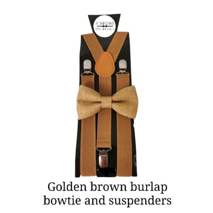 brown burlap bowtie and suspenders Lazada PH