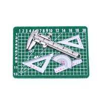 6Pcs/Set Dollhouse Miniature Metal Vernier Caliper Non-woven Digital Cutting Mat Board Plastic Ruler Simulation School Supplies