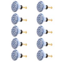 10PCS Ceramic Cabinet Knobs Vintage Drawers Handles for Kitchen Cupboard Drawer Bookcase Furniture Door (with Screws)