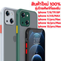 เคสกันกระแทกขอบสี iPhone 7 i8 7plus 8plus xr iphone11 12pro 12promax 13 13promax 13pro x xs xsmax เคสกันกระแทก ขอบสี กันกล้อง สีฝ้า ใส
