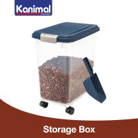 Kanimal Airtight Pet Food Container ถังเก็บอาหารเม็ด ถังอาหารมีล้อ สำหรับอาหารสุนัข แมว กระต่าย 10 - 12 Kg. (ความจุ 30 ลิตร) แถมฟรี! ช้อน