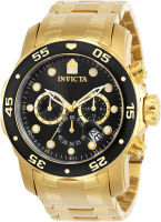 Invicta Mens 0072 Pro Diver Collection Chronograph 18k Gold-Plated Watch