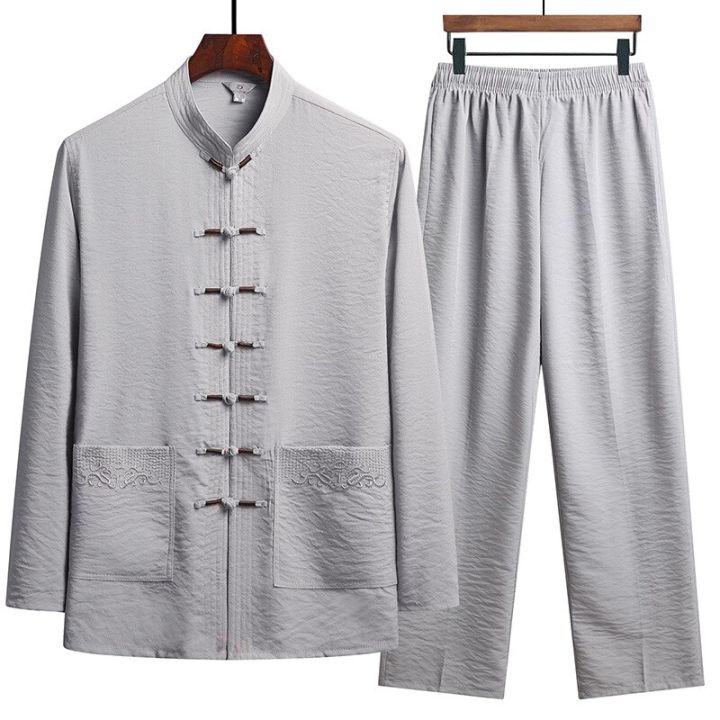 วินเทจชุดถังปักลายสำหรับผู้ชายชุดสไตล์จีน-wushu-สำหรับฤดูใบไม้ร่วงชุดชุดกังฟูแบบดั้งเดิม