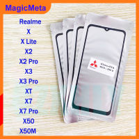 MagicMeta กระจกด้านนอกหน้าจอด้านหน้ามีกาวโอก้าสำหรับ Realme X/X Lite/ X2/X2 Pro/X3/X3 Pro/XT/X7/X7 Pro/X50/หน้าจอ X50M ตัวเปลี่ยนกระจกด้านนอกสัมผัส LCD