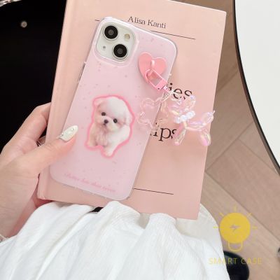 For เคสไอโฟน 14 Pro Max [Pink Puppy Chain] เคส Phone Case For iPhone 14 Pro Max Plus 13 12 11 For เคสไอโฟน11 Ins Korean Style Retro Classic Couple Shockproof Protective TPU Cover Shell