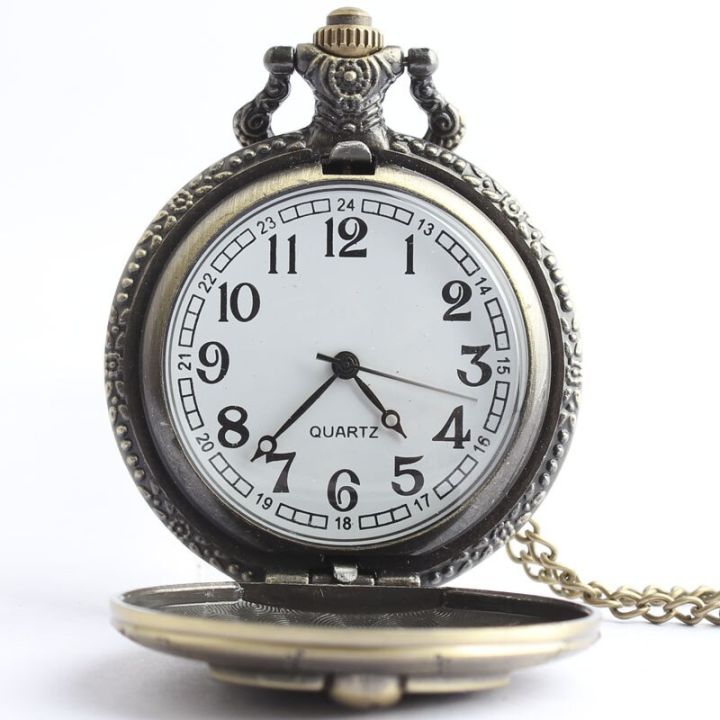 นาฬิกาควอตซ์นาฬิกาพกโครงกระดูกสร้อยคอลูกปัด80ซม-แบบย้อนยุคดีไซน์โบราณนาฬิกาสำหรับเป็นของขวัญที่ดีที่สุดของสะสม