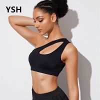 Beautiful Back Sports Bra Women Fitness Yoga Bra Shockproof Running Bra Asymmetrical Shoulder Strap Vest-style Workout Gym Tops