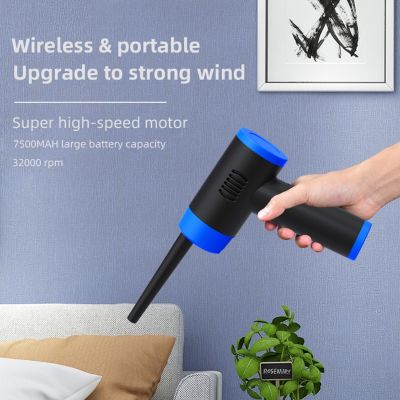 Cordless Air Duster Keyboard Cleaner with 7500mAH Rechargeable PC Keyboard Car Bed 32000RPM 35W Type-C Port
