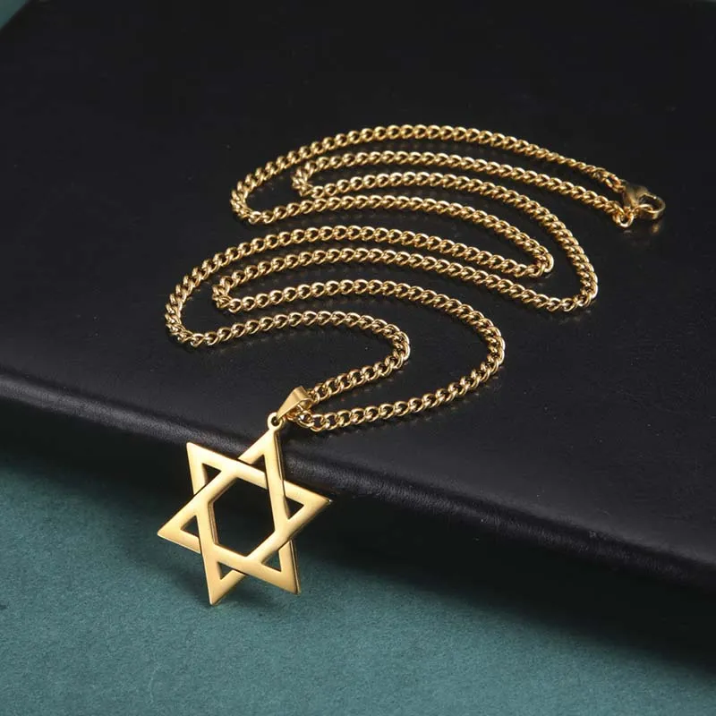 U7 Mens Star of David Necklace 18K Gold Plated Jewish Pagan Pendant for Men  Women with Stainless Steel 3mm Wheat Chain 22+2 Inches - Walmart.com