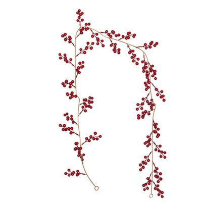 Christmas Red Berry Garland, Artificial Burgundy Red Pip Berry Artificial Berry Garland for Indoor Outdoor Decoration
