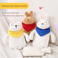 Cartoon Rabbit Bear Hot Water Bottle Cover Explosion-proof Plush Fabrics Fur Warm Bag Removable Washable