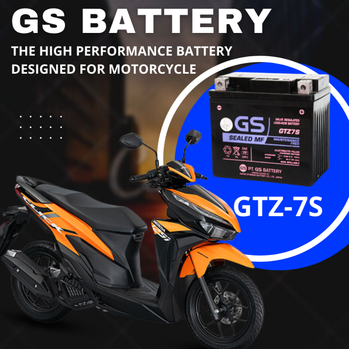 GTZ7S GS BATTERRY MF FOR CLICK 125/150, AEROX V2, NMAX V2, HONDA ADV ...