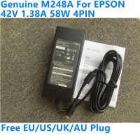 2ปีของแท้ M248A 42V 1.38A 58W 4PIN AC Adapter แหล่งจ่ายไฟสำหรับ EPSON TM C3520 C3400 C3500 M832ชาร์จไฟ