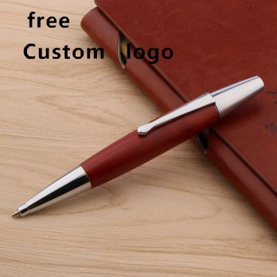 Fashion Red Wooden Ballpoint Pen silver classic Circles fat short style Ball Point Ink Pen Stationery Office School Supplies Pens