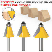 3Pcs 1522.530องศา Chamferbevel Edging Router Bit ชุด6มม.6.35มม.8มม.12มม.12.7มม. Shank Cutters สำหรับไม้