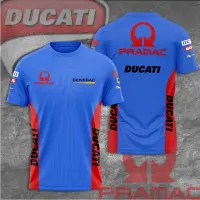 (in stock) Pramac Racing MotoGP Polyester Printed T-shirt Quick Dry Moisture wicking Racing Suit (free nick name and logo)