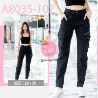 [Cargo pants] กางเกงคาร์โก้ ขาจั้มผ้ายืดผู้หญิง รุ่น L8310  กางเกงยุทวิธี กางเกงหลายกระเป๋ากางเกงเดินป่า เนื้อผ้ายืดหยุ่นผ้าคอตตอนสีดำ