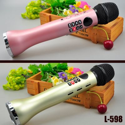 ”【；【-= L-598 USB K Song Microphone TF Card Ftion Wireless Karaoke Speaker Noise Reduction Singing Recorder Mic Red