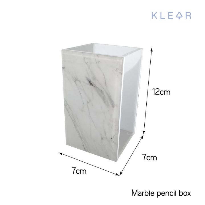 klearobject-marble-pencil-box-กล่องดินสอลายหินอ่อน-กล่องดินสอ-กล่องอะคริลิคใส่ปากกา-กล่องใส่ดินสอ-กล่องอเนกประสงค์-กล่องดินสด-ปากกา-ดินสอ-ใส่ปากกา