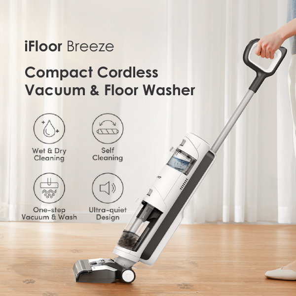 Tineco iFLOOR 3 Breeze Wet Dry Vacuum: Cordless Floor Cleaner & Mop for  Hard Floors 