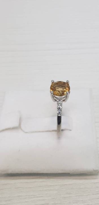 แหวนพลอยแท้-citrine-เงินแท้-925-เคลือบทองคำขาว