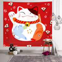 Lucky Cat Series Tapestry แมวน่ารักแขวนผนังสำหรับร้านค้าห้องนอนห้องนั่งเล่น Decor Wall Decor แขวนผนังตกแต่ง Room Decor Home Decor Wall Cloth (หกขนาดให้เลือก)