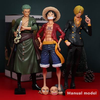 ZZOOI One Piece Anime Figurine Ros Luffy Roronoa Zoro Ace PVC Statue Action Figure Monkey D Luffy Classic Smiley Model Toys Kids Gifts