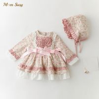 ZZOOI Newborn Baby Girl Cotton Princess Floral Dress With Cap Infant Toddler Spanish Vintage Vestido Party Birthday Clothes 0-2Y