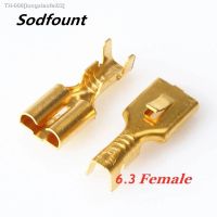 ◆☎✜ 50/100/200/500 Pcs Brass Gilded 6.3MM Female Spade Crimp Terminal Brass Wire Connector For Car Relay DJ623-E6.3B H62