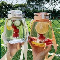 Innovative web celebrity and heavily glass of 1300 ml straps summer outdoor sports with straw high-capacity portable water cup --ydsb230731☫