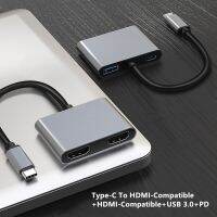 ขายตรงลดราคา4In 1แท่นวางมือถือชนิด C แท่นวางมือถือ Double HDMI-Compatible Dual Screen Display USB 3. 0ฮับต่อพ่วง Dock Dropshipping