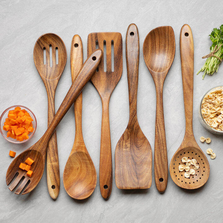 8 in 1 Eco FriendlyBamboo Kitchen Utensil Set Tool Kitchenware (Bamboo