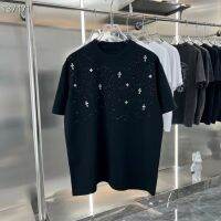 U15K Chrome Hearts 2023 Summer new fashion brand metal cross hot diamond star short sleeve Cross Heart T-shirt mens loose half sleeve