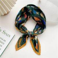 【YF】 Fashion Cat printed Crinkle Silk Satin Scarf for Women Design Hair Bands Ribbon Headscarf Lady Wirst Bag Wrap Shawl Accessories