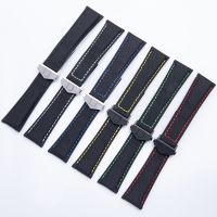 20mm 22mm Black Canvas Nylon Leather Watch Band Accessories Fit For Tag Strap For Heuer Carrera Aquaracer Belt Folding Buckle