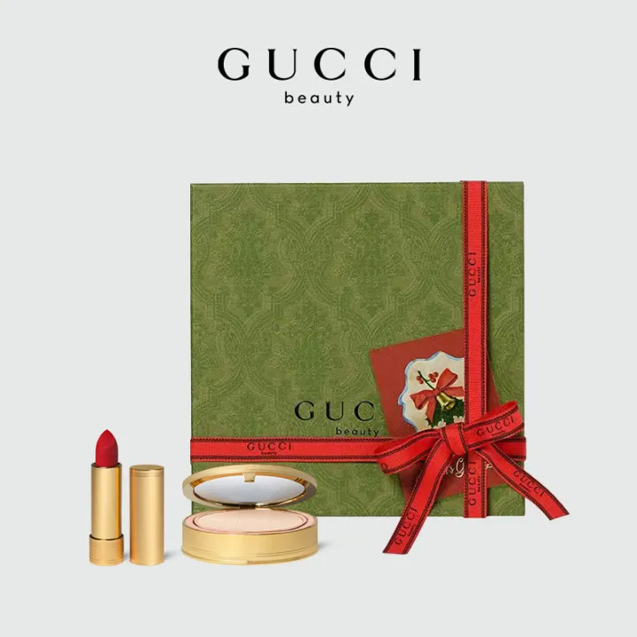 Christmas gift Gucci Gucci soft fog velvet makeup gift box set powder lipstick  lipstick #25 | Lazada PH