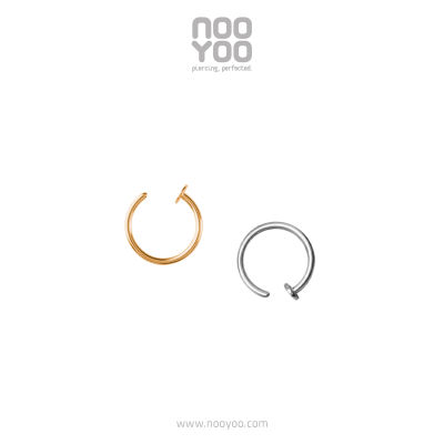 NooYoo จิวจมูกสำหรับผิวแพ้ง่าย Open Nose Ring Surgical Steel (ขาว/ทอง)