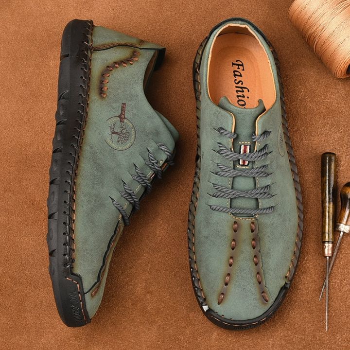 รองเท้าผ้าใบรองเท้าหนังผู้ชายทำมือ-รองเท้าโลฟเฟอร์ผู้ชายรองเท้าผ้าใบหนังลำลองรองเท้าหนังนิ่มรองเท้าหนังไซส์38-48