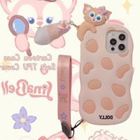 COD DSFGERTGRUER สําหรับ Apple iPhone 13 Pro Max 12 Mini 11 X XS XR i7 i8 i6 i6s plus SE 2020 เคสมือถือ Soft TPU Case เคสโทรศัพท์ Cartoon Cute Lina Bell เคสซิลิโคน Plush Tail มีเชือกคล้อง