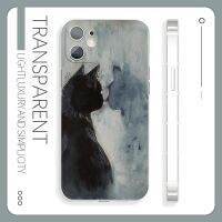 เคสโทรศัพท์มือถือ Xsmax กระจกเศร้าแมวดำภาพวาดสีน้ำมันยุโรปและอเมริกาเหมาะสำหรับ IPhone12 Glory X30OPPOreno