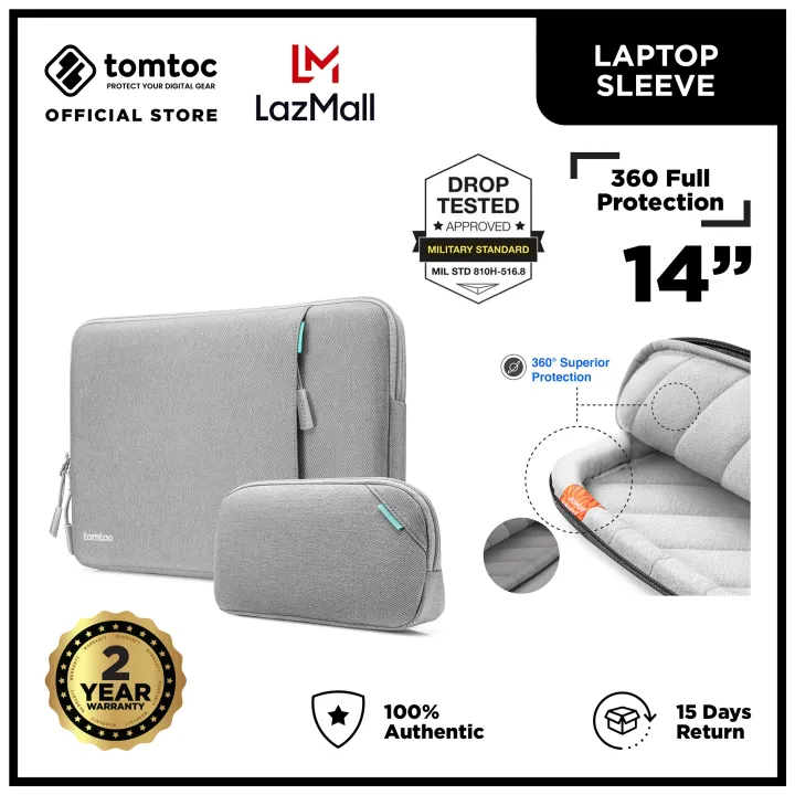 tomtoc Versatile 360 Protective Laptop Sleeve 14 Inch With Accessories