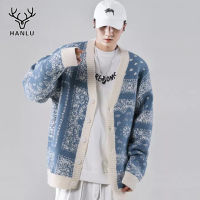 2019Hanlu เสื้อคาร์ดิแกนลำลองกันหนาว เสื้อไหมพรมถักทรงหลวมสำหรับผู้ชาย แฟชั่นทันสมัย เนื้อผ้านุ่มนิ่ม ใส่อบอุ่น2023