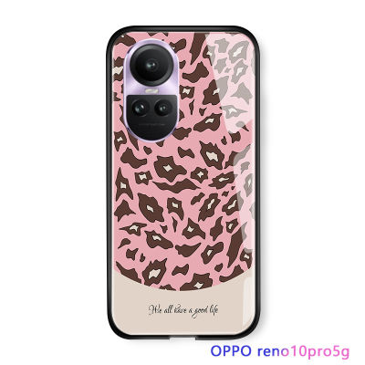 ซีรีส์สำหรับ OPPO Reno10 Pro 5G เคสโทรศัพท์หลังเคสกระจกเทมเปอร์พิมพ์ลายเสือดาวผู้หญิงแฟชั่นหรูหราเด็กผู้หญิง