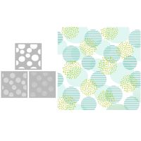 【YF】﹍✸❀  MangoCraft 3PCs Round Rippling Lines Plastic Scrapbooking Supplies Background Stencils Paper Cards