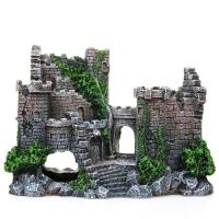 【CW】Resin Ancient Castle Artificial Ornaments Hideout Caves Layout Prop For Fish Tank Aquarium Landscape Rock Cave Building Decor