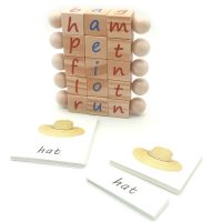 Montessori Kids Learning English Letter Wooden Blocks Cards Spelling Words Game Cognitive Early Educational Toys For Children Flash Cards Flash Cards