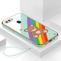 เคส oppo a12s กรอบสีทองชุบด้วยไฟฟ้า รวมทุกอย่าง ฝาหลัง วัสดุ TPU ป้องกันการหล่น ป้องกันการชนกัน กันน้ำ สายรัดข้อมือการ์ตูนน่ารัก เคสโทรศัพท์มือถือ