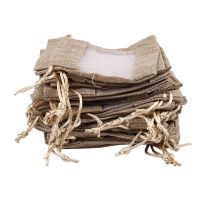 30Pcs Flax Organza Bags Burlap Drawstring Pouch Christmas Gifts Bag Wedding Party Bags for Coffee Beans Candy Makeup Jewelry Packaging