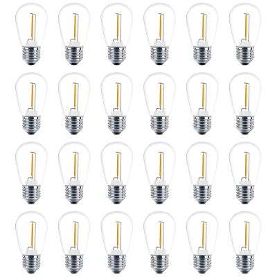 24 Pack 3V LED S14 Replacement Light Bulbs, Shatterproof Outdoor Solar String Light Bulbs, Warm White